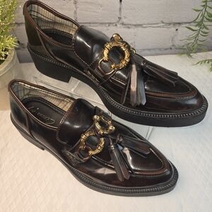CIRCUS NY BY SAM EDELMAN WOMENS NICHOLA PLATFORM TASSEL LOAFERS BROWN 10